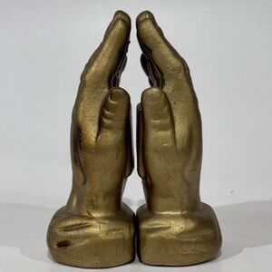 Vintage Religious Salt and Pepper Shaker Set Gold Painted‎ Ceramic Praying Hands